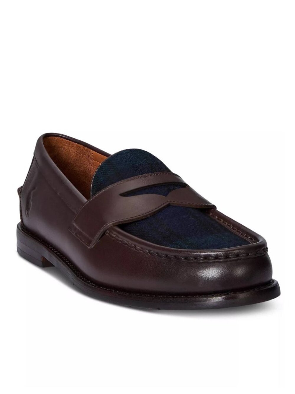 NEW Polo Ralph Lauren Men's Alston Leather & Plaid Wool Penny Loafers - Size 9M